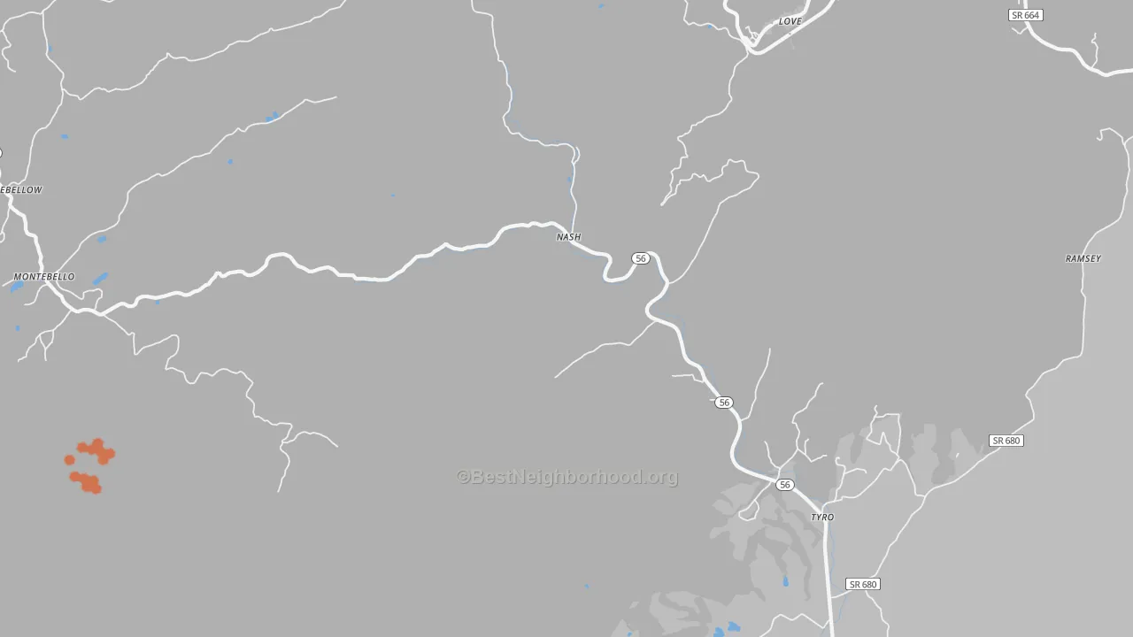 Bike Grade map of Tyro, VA