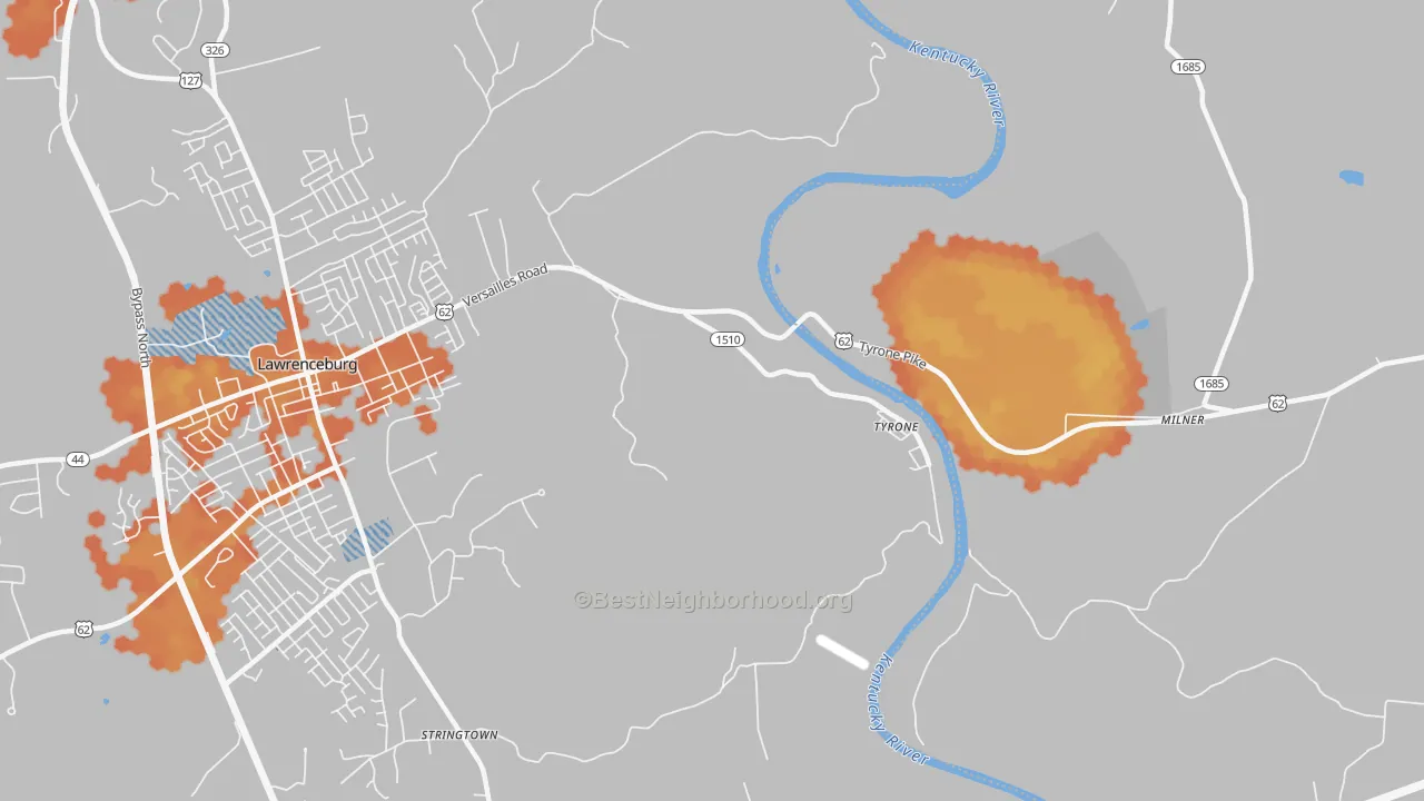 Bike Grade map of Tyrone, KY