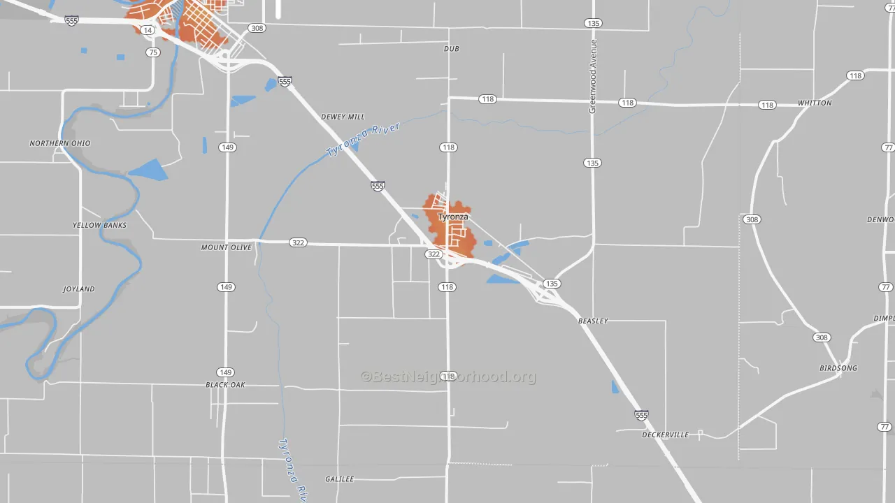 Bike Grade map of Tyronza, AR