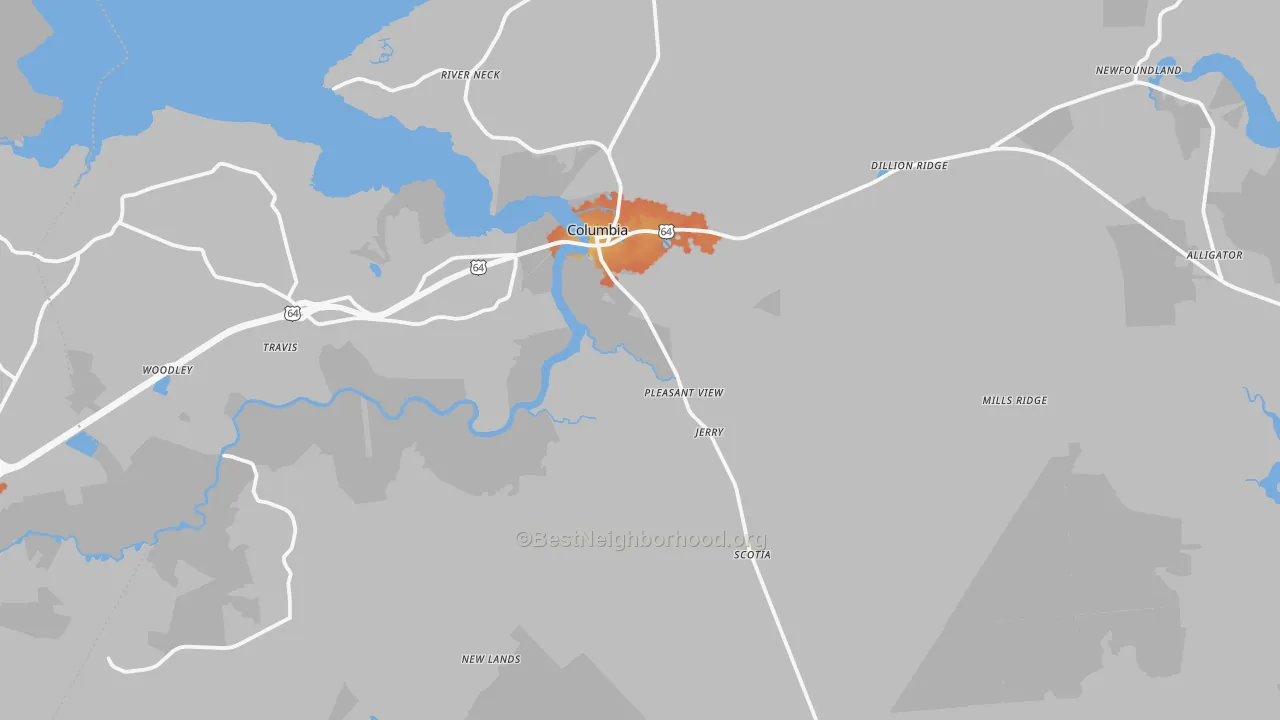 Bike Grade map of Tyrrell County, NC