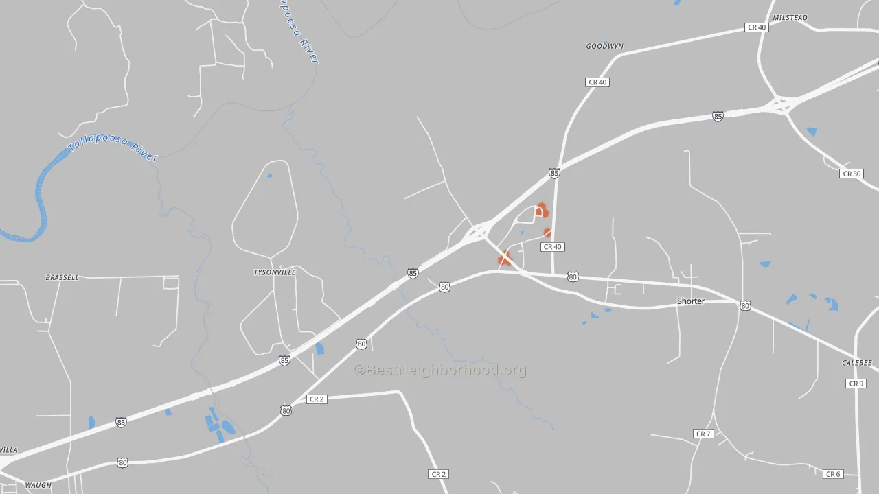 Bike Grade map of Tysonville, AL