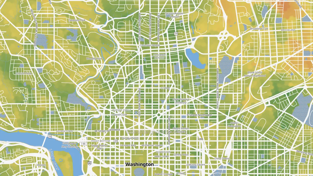 Bike Grade map of U Street Corridor, Washington, DC