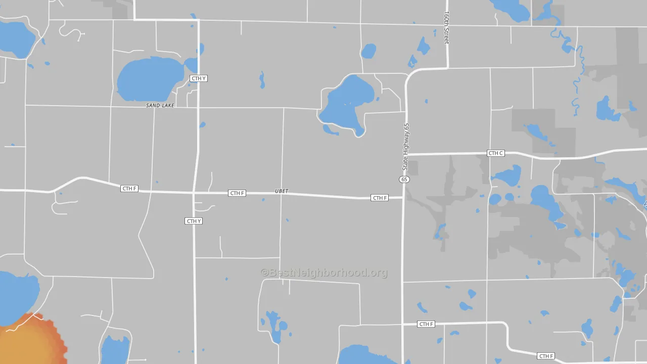 Bike Grade map of Ubet, WI