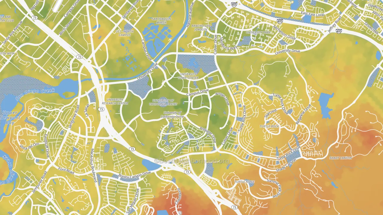 Bike Grade map of UC Irvine, Irvine, CA