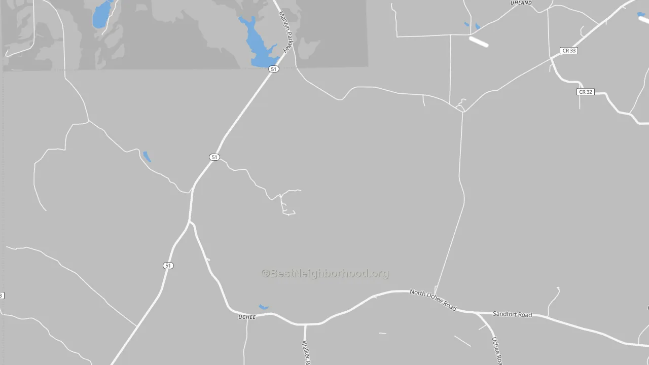 Bike Grade map of Uchee, AL