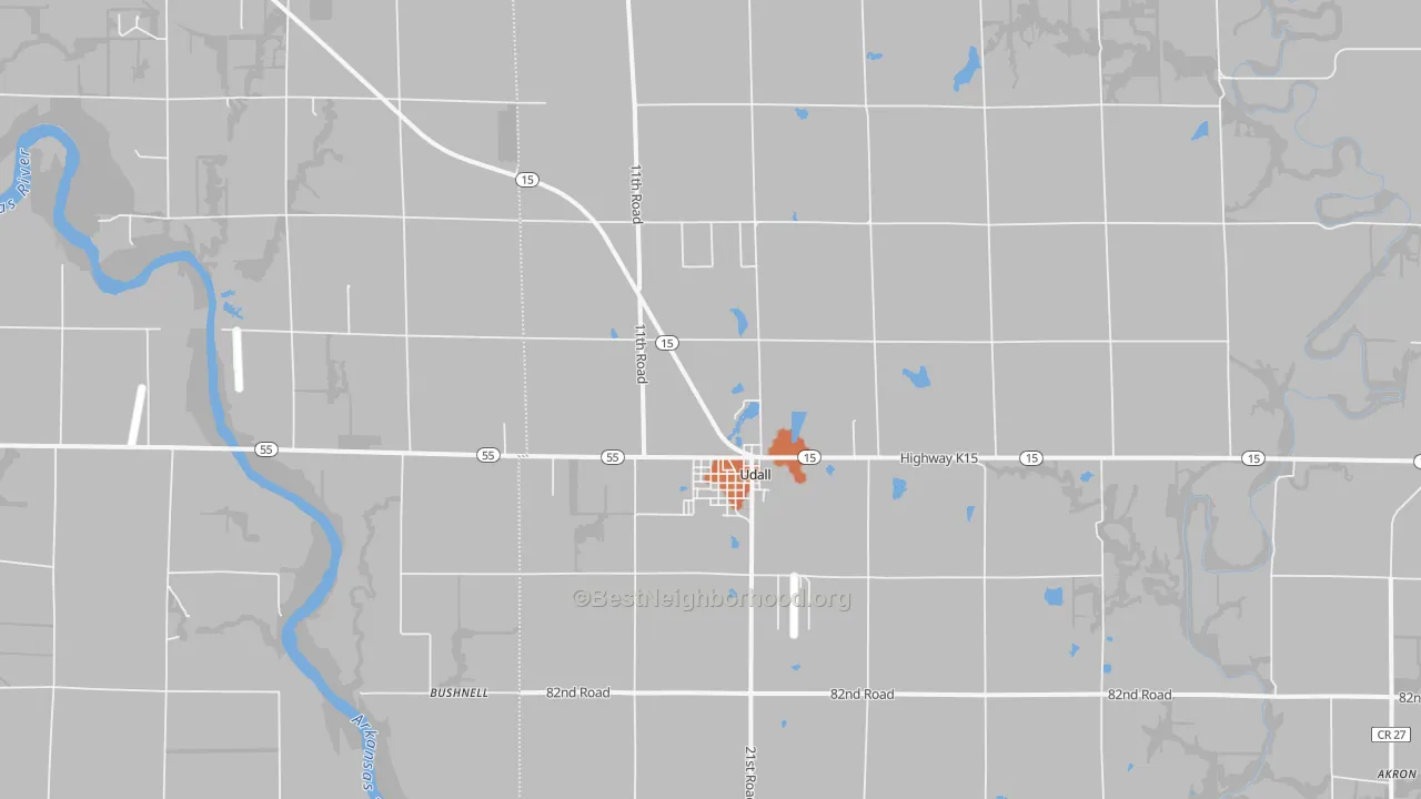 Bike Grade map of Udall, KS