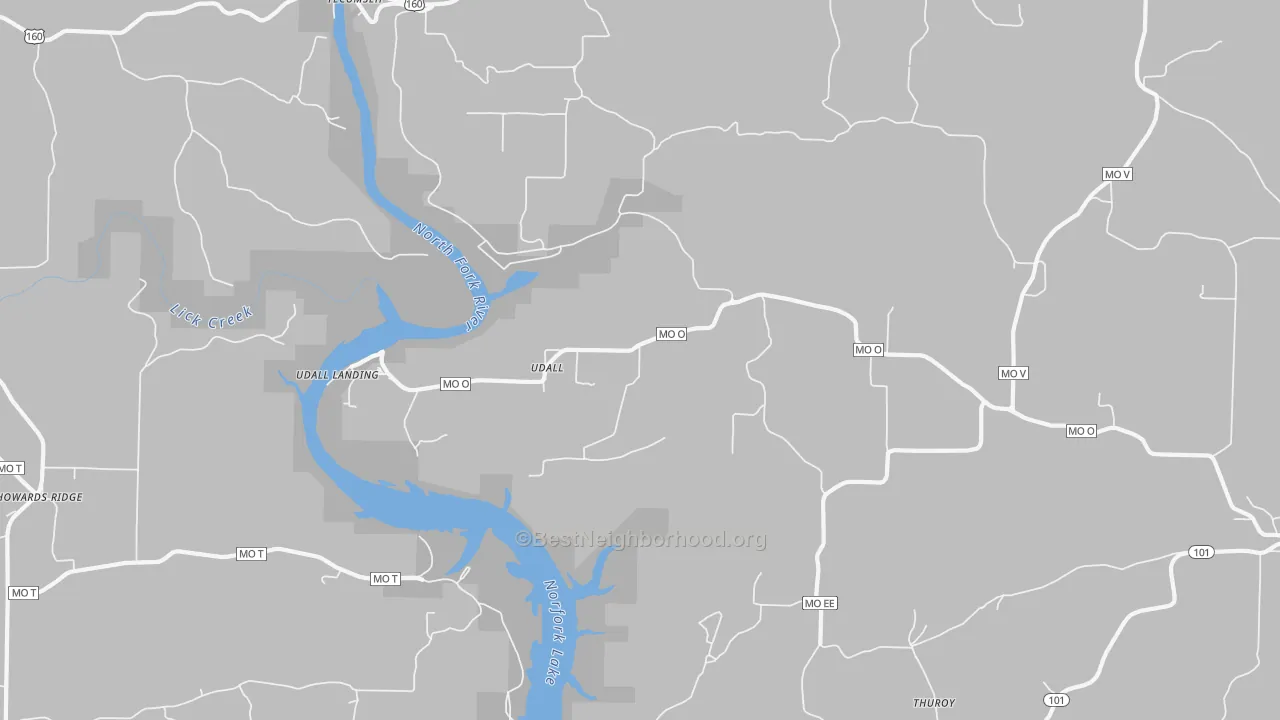 Bike Grade map of Udall, MO