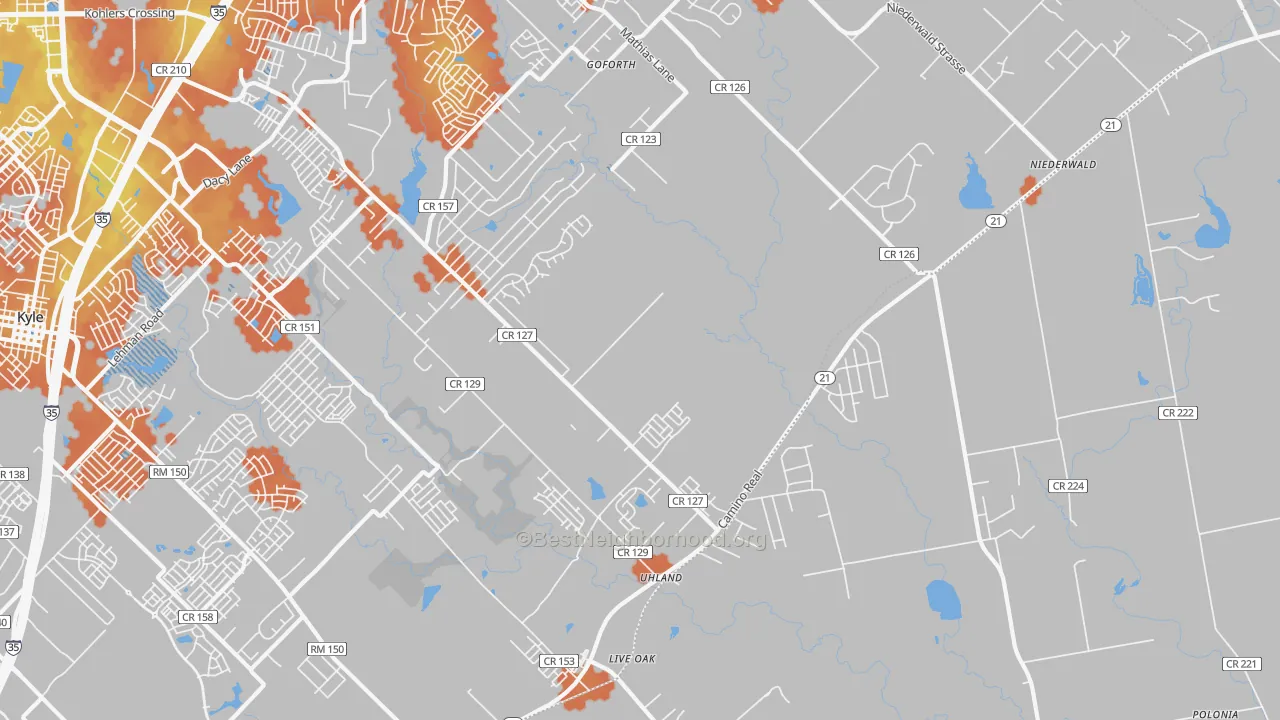 Bike Grade map of Uhland, TX