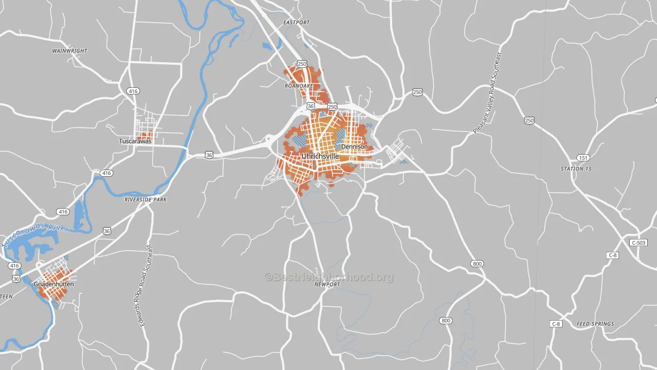 Bike Grade map of Uhrichsville, OH