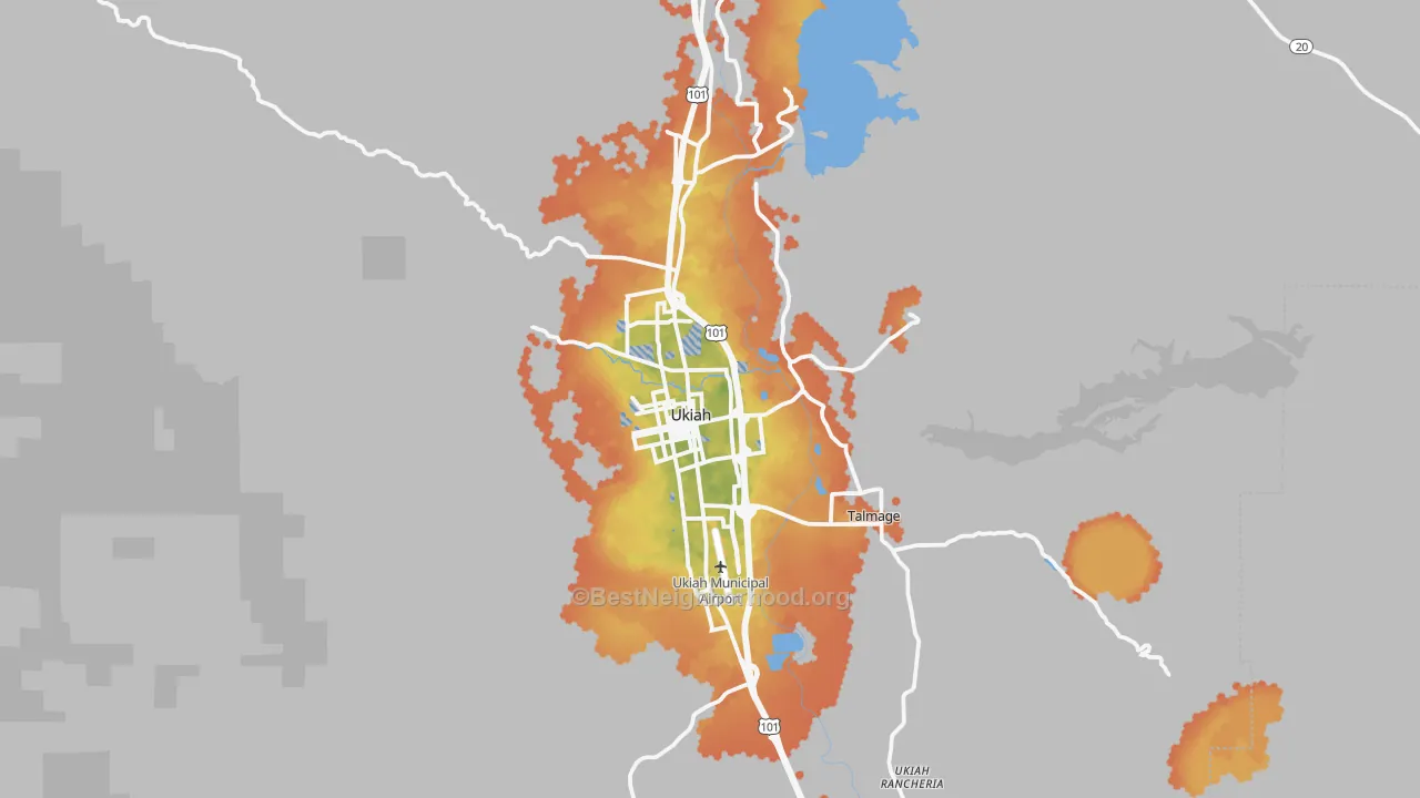 Bike Grade map of Ukiah, CA