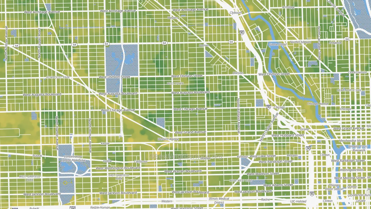 Bike Grade map of Ukrainian Village, Chicago, IL