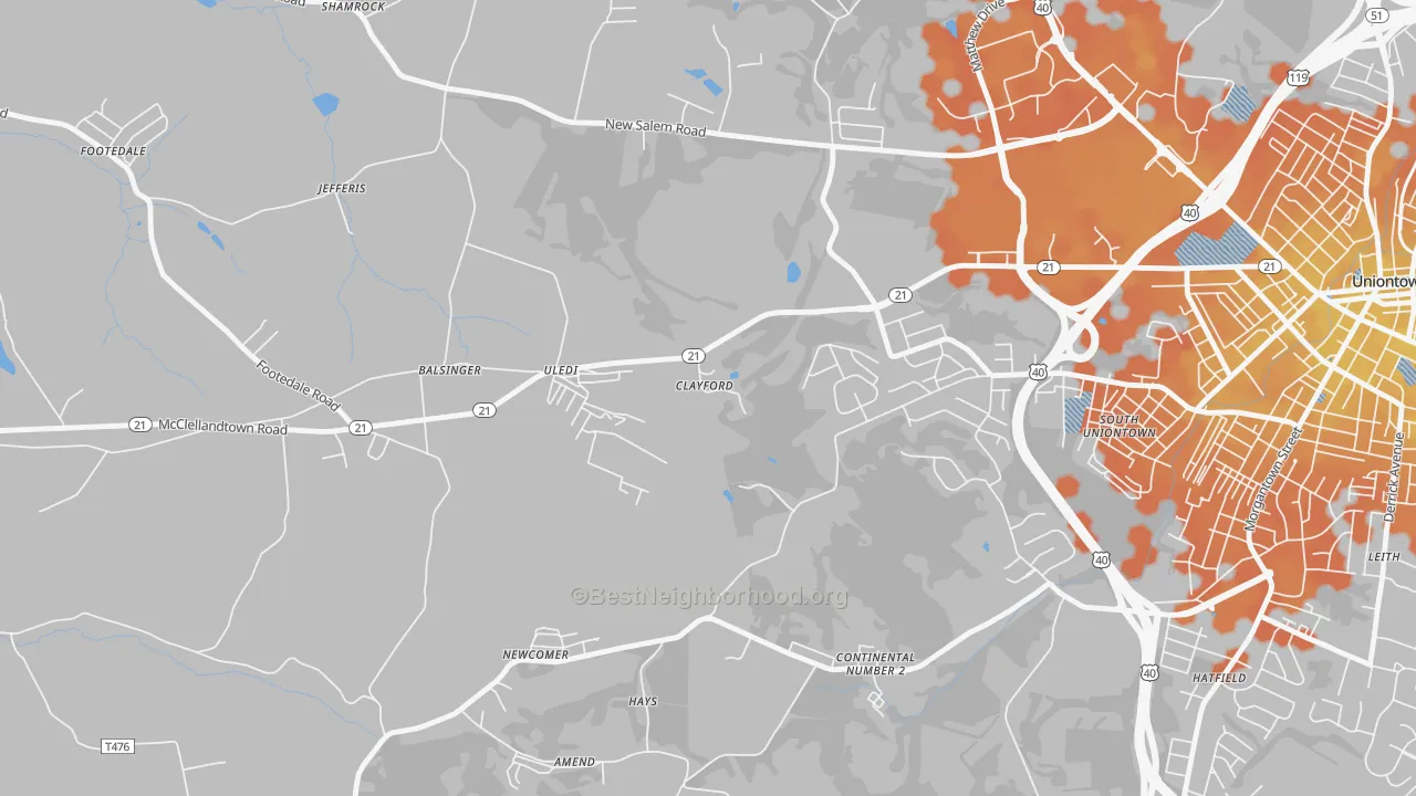 Bike Grade map of Uledi, PA
