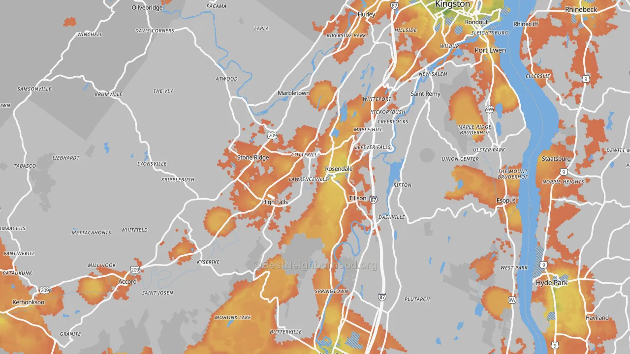 Bike Grade map of Ulster County, NY
