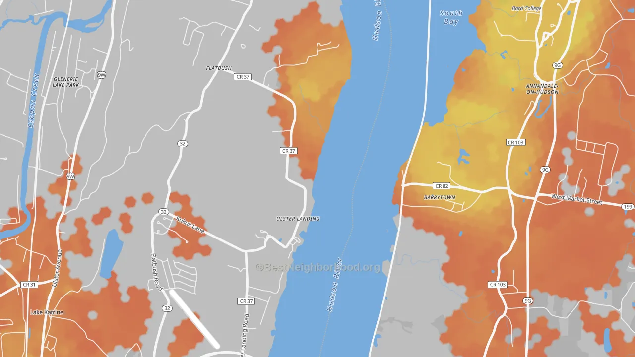 Bike Grade map of Ulster Landing, NY