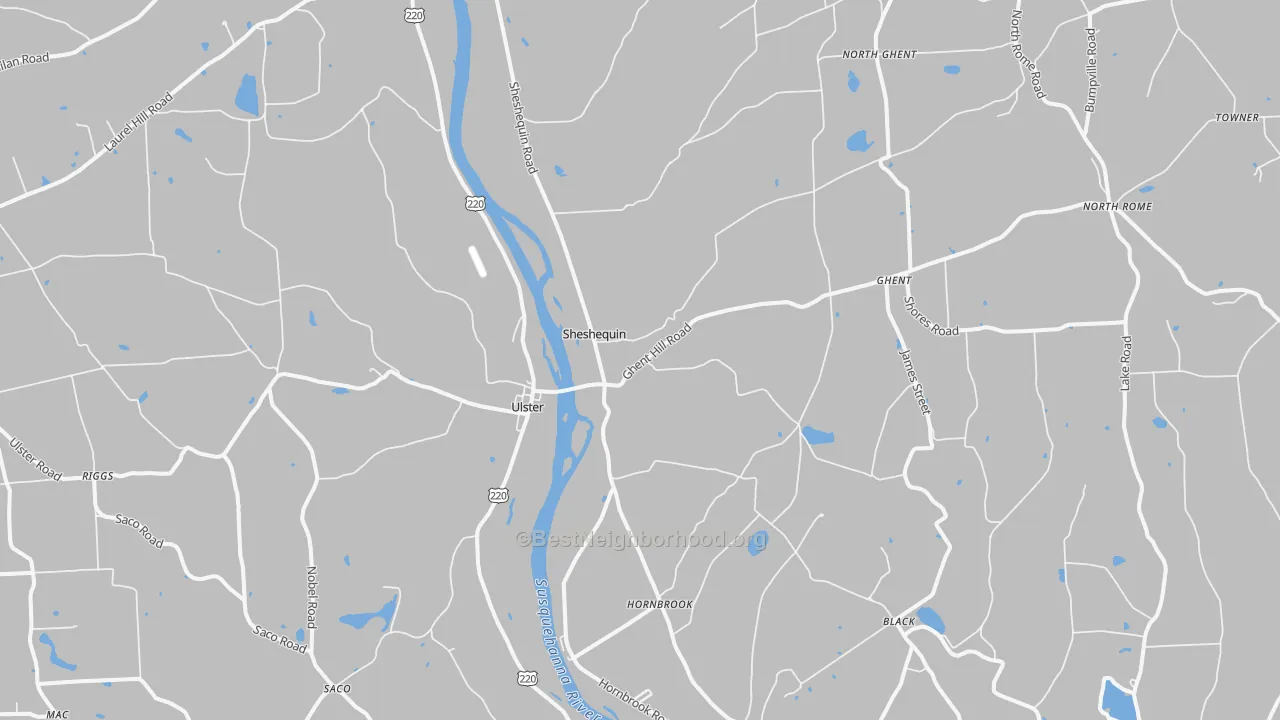 Bike Grade map of Ulster, PA