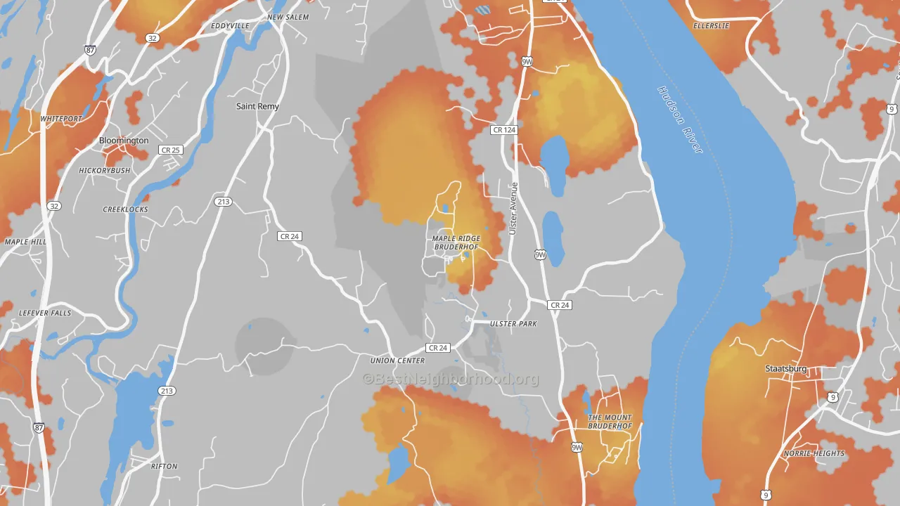 Bike Grade map of Ulster Park, NY