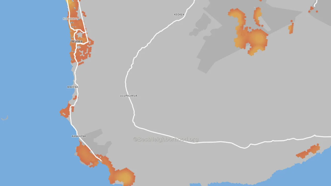 Bike Grade map of Ulupalakua, HI