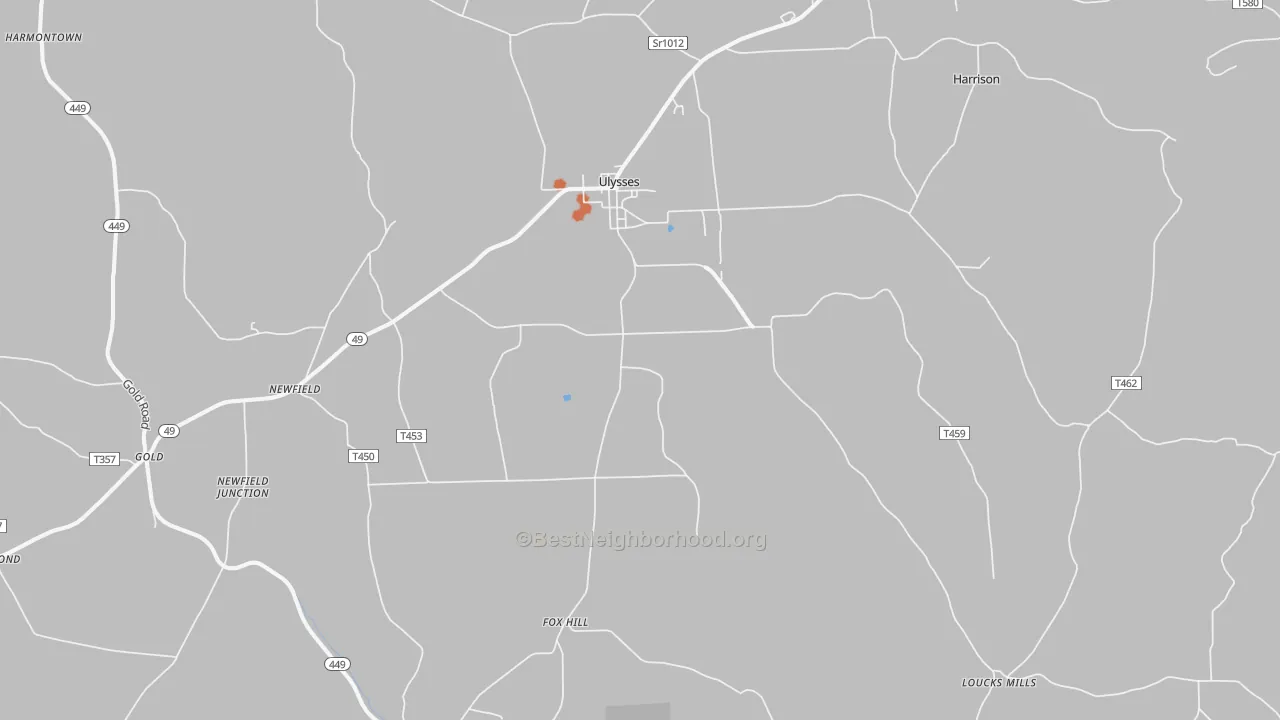 Bike Grade map of Ulysses, PA