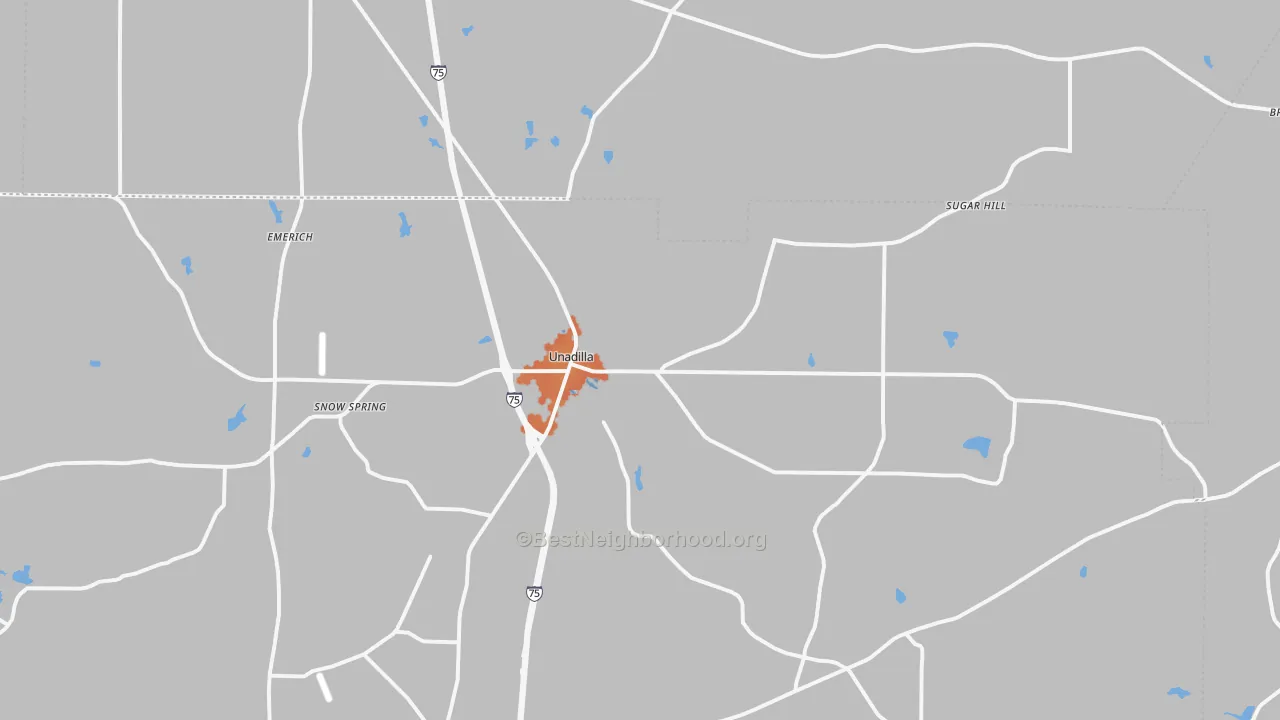 Bike Grade map of Unadilla, GA
