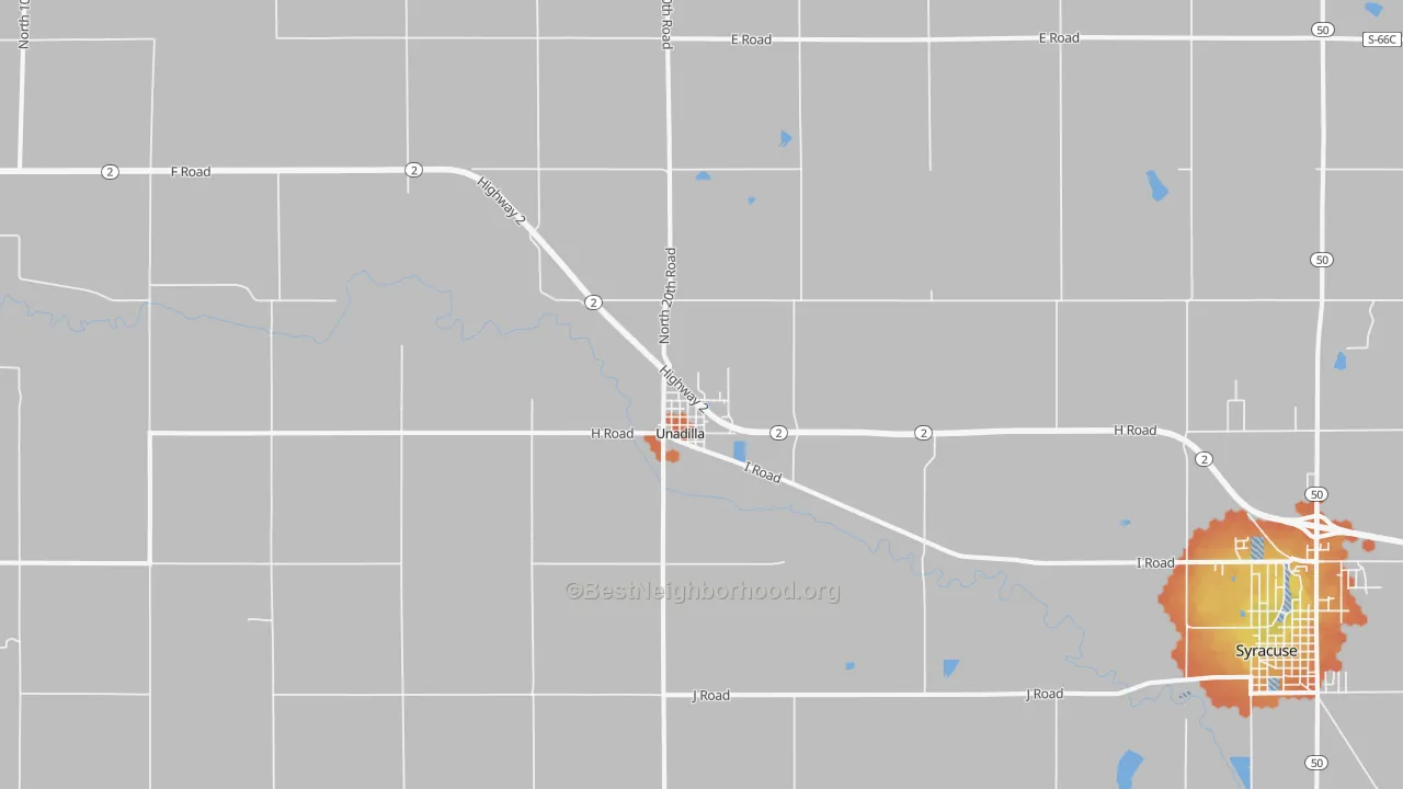 Bike Grade map of Unadilla, NE