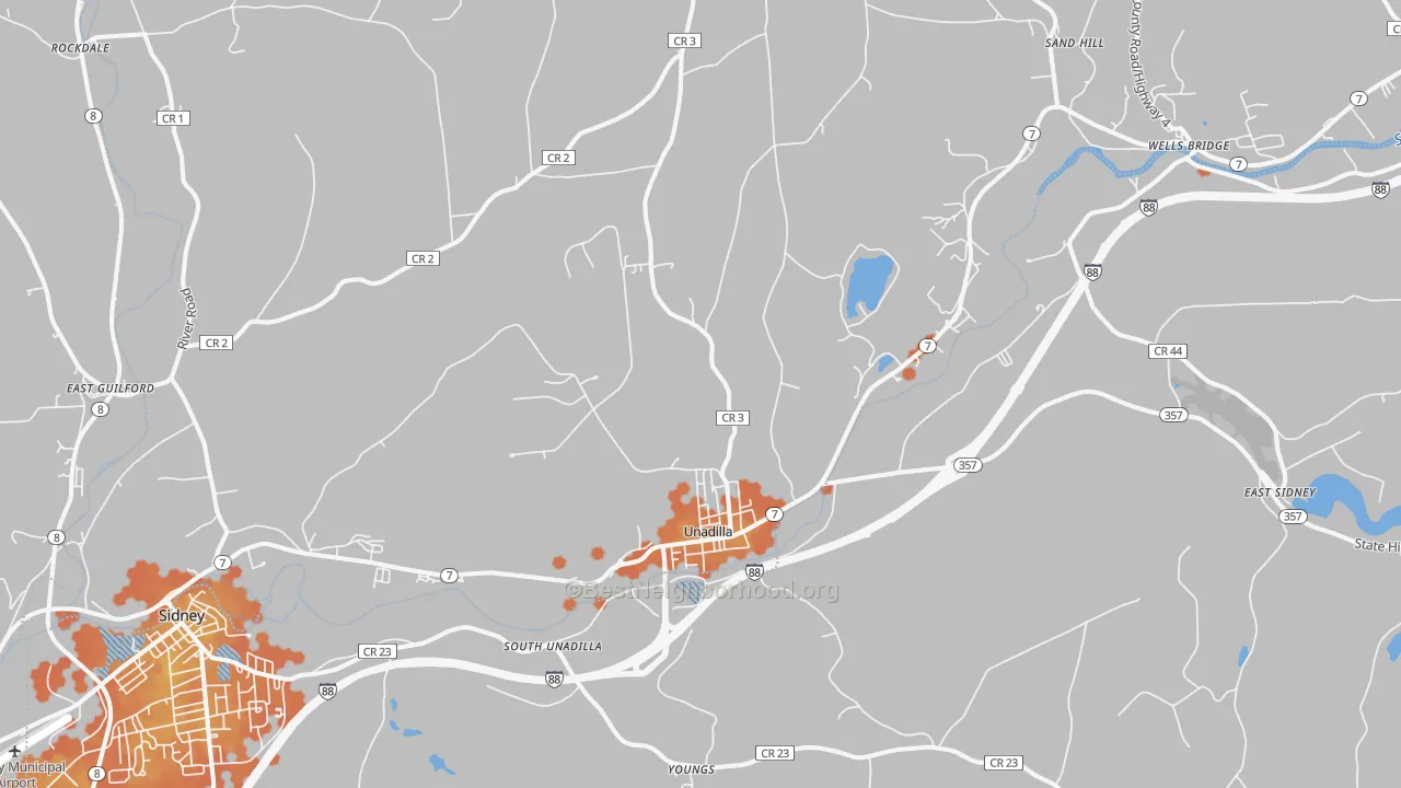 Bike Grade map of Unadilla, NY