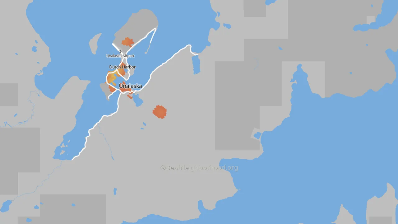 Bike Grade map of Unalaska, AK