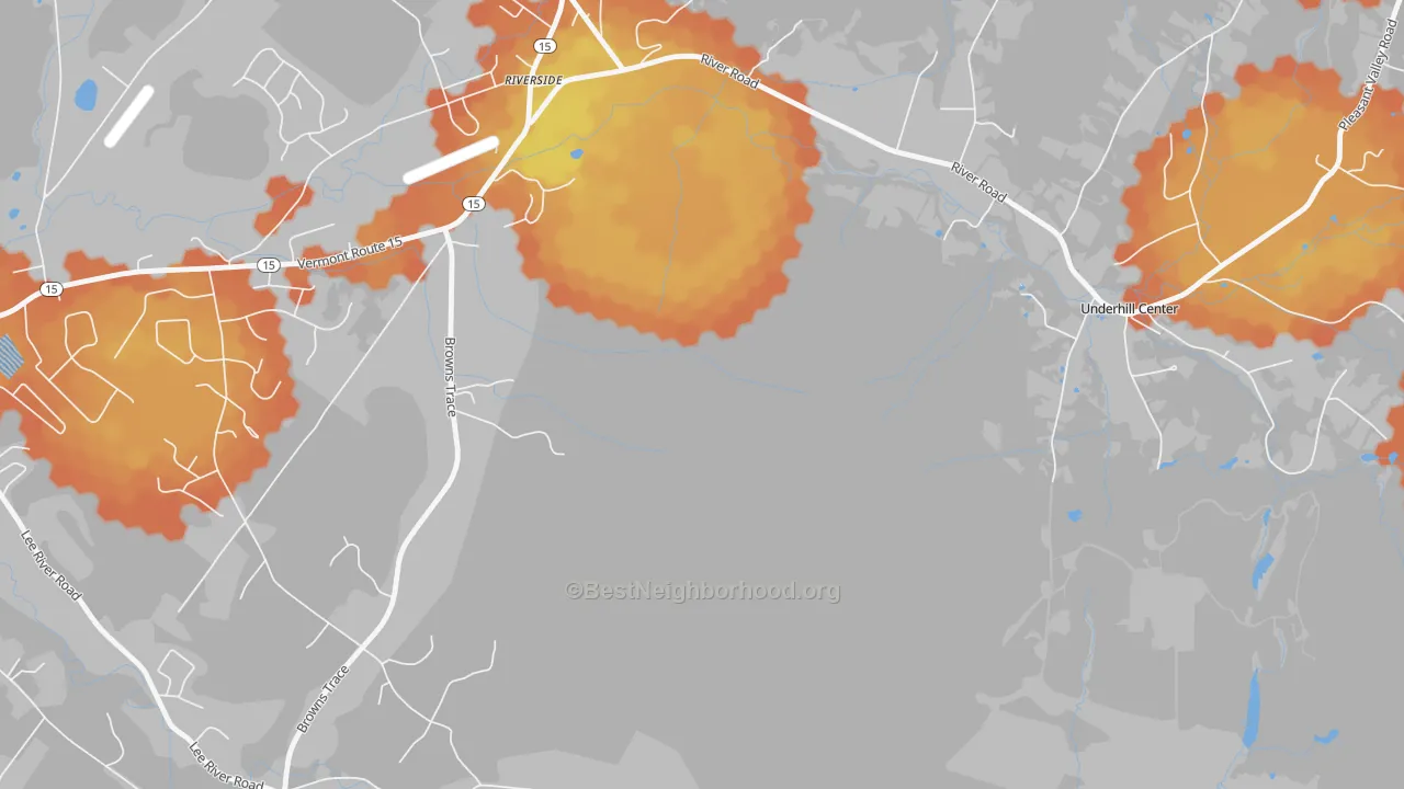 Bike Grade map of Underhill Center, VT