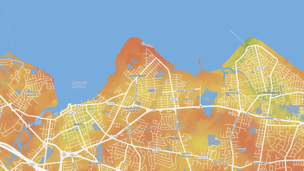 Bike Grade map of Union Beach, NJ