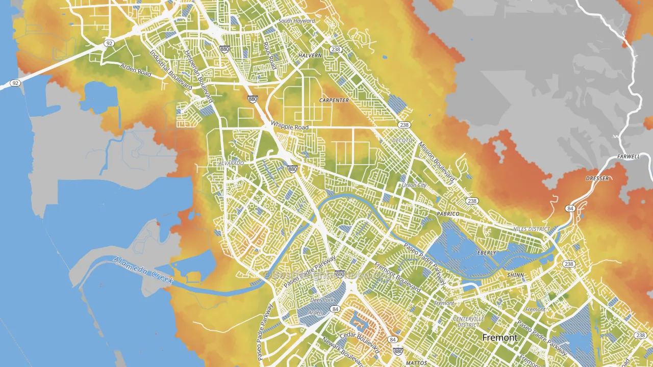 Bike Grade map of Union City, CA
