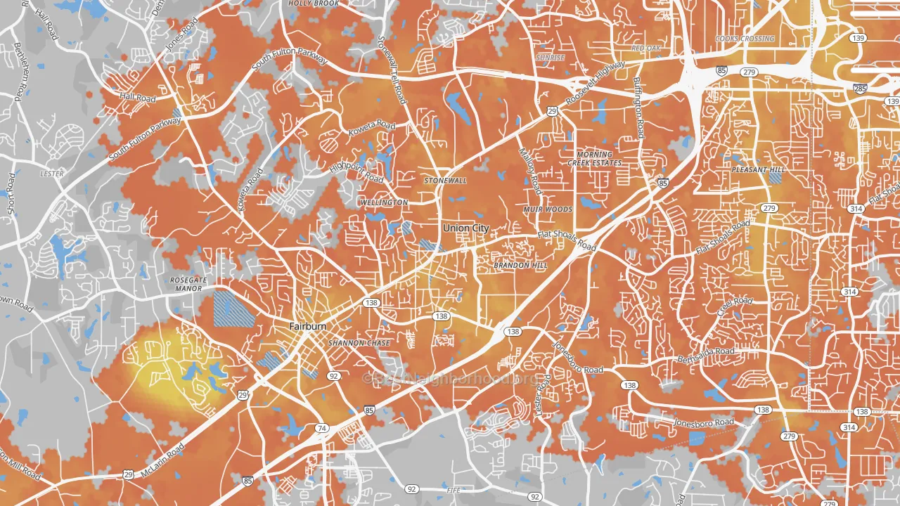 Bike Grade map of Union City, GA