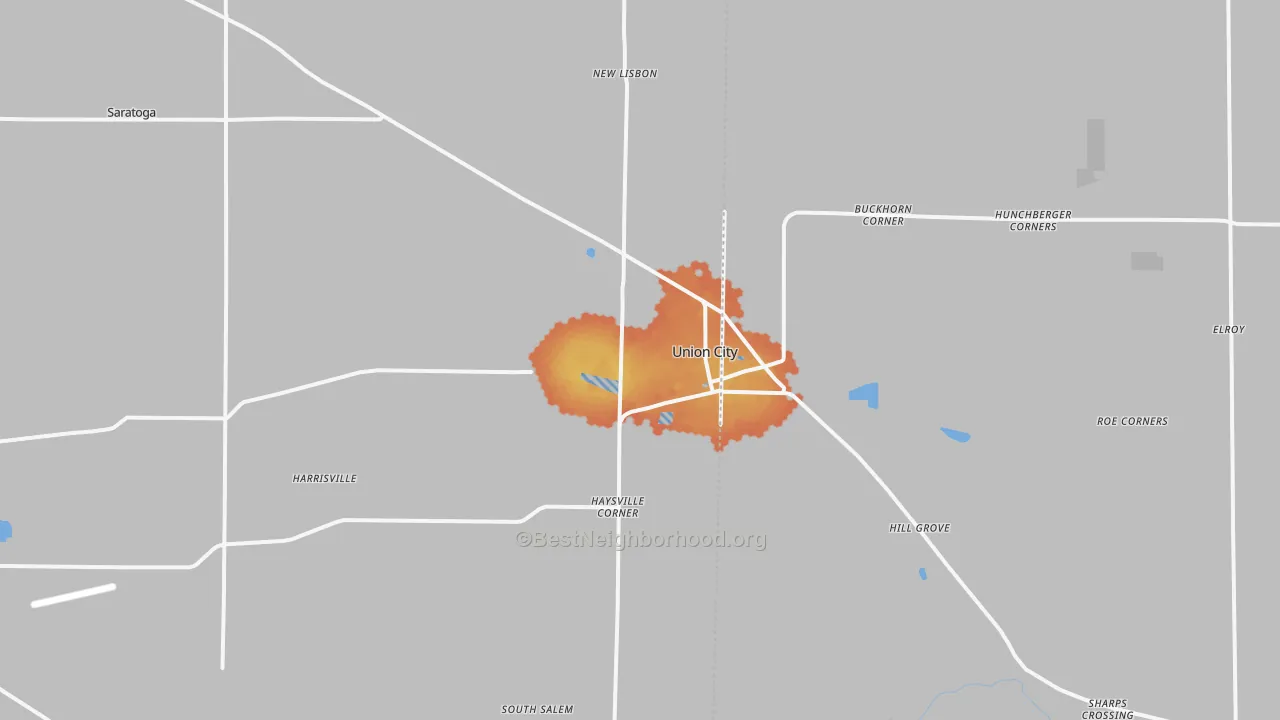 Bike Grade map of Union City, IN