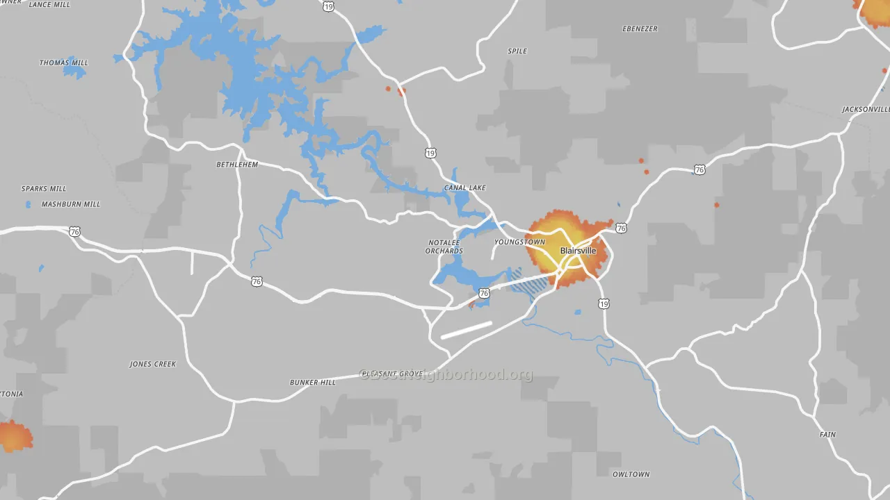 Bike Grade map of Union County, GA