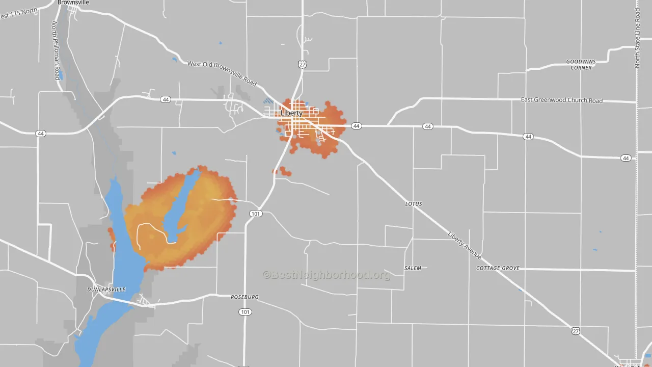 Bike Grade map of Union County, IN