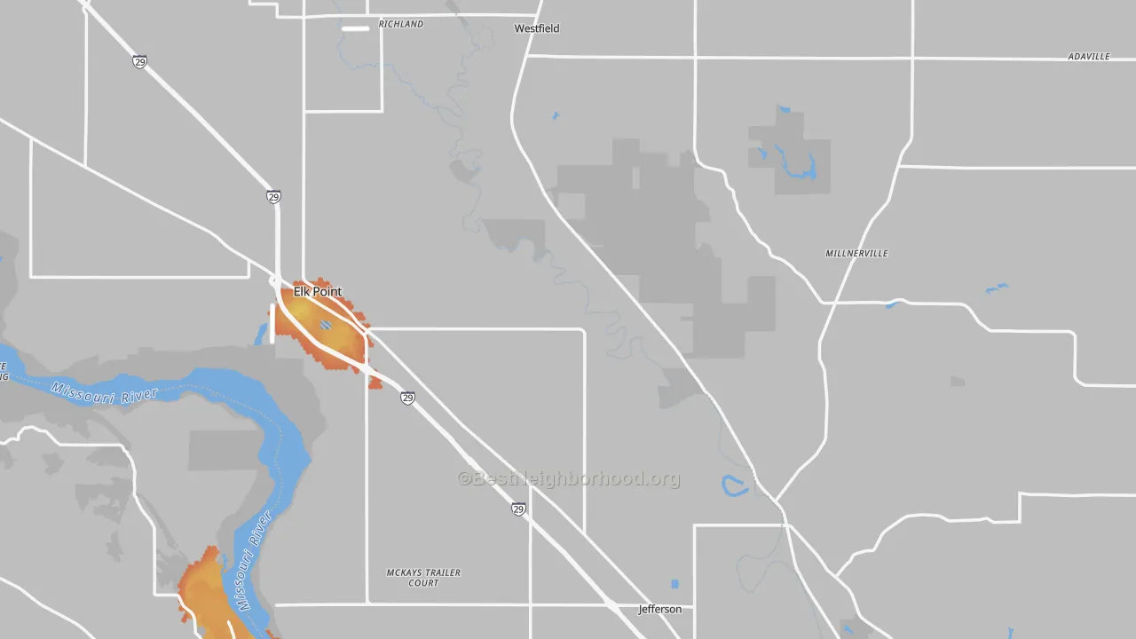 Bike Grade map of Union County, SD