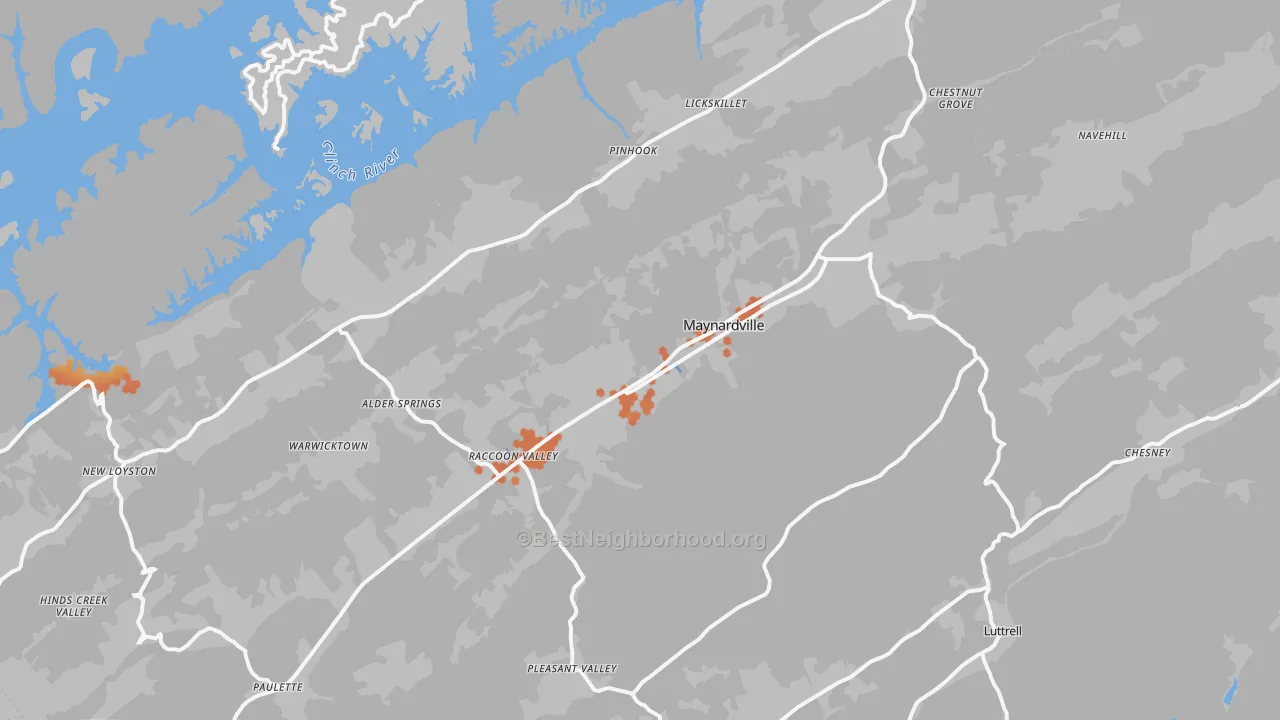 Bike Grade map of Union County, TN