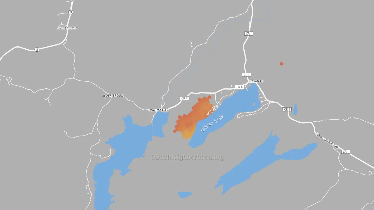 Bike Grade map of Union Falls, NY