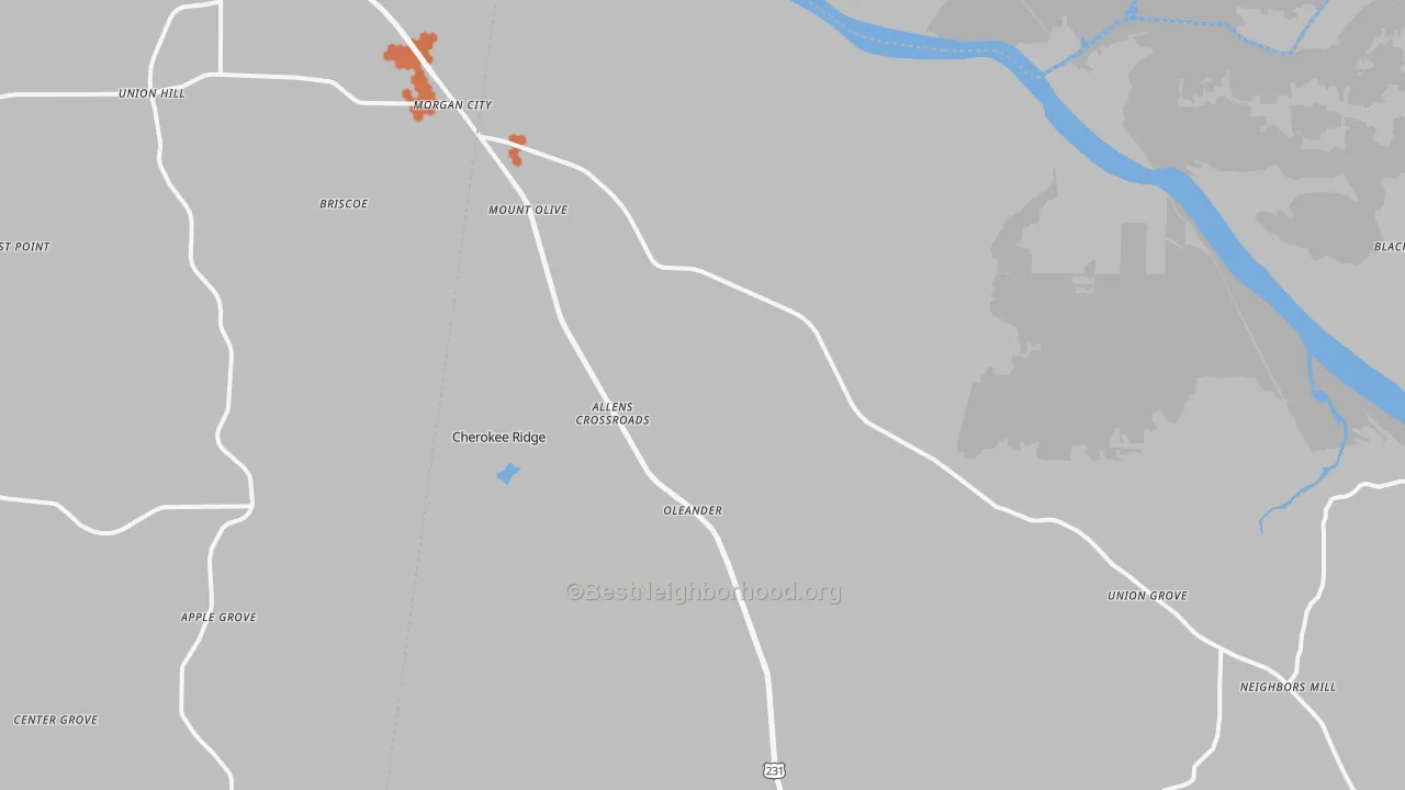 Bike Grade map of Union Grove, AL
