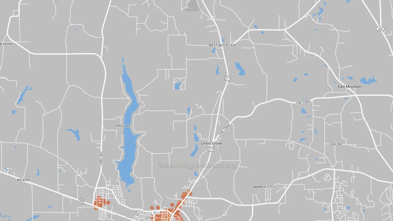 Bike Grade map of Union Grove, TX