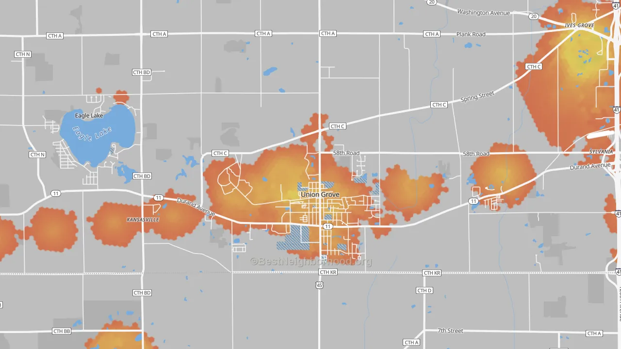 Bike Grade map of Union Grove, WI