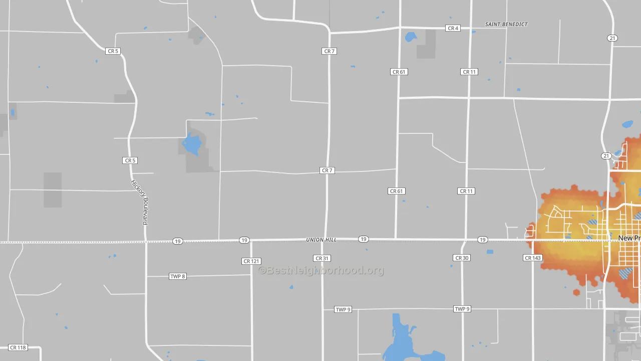 Bike Grade map of Union Hill, MN