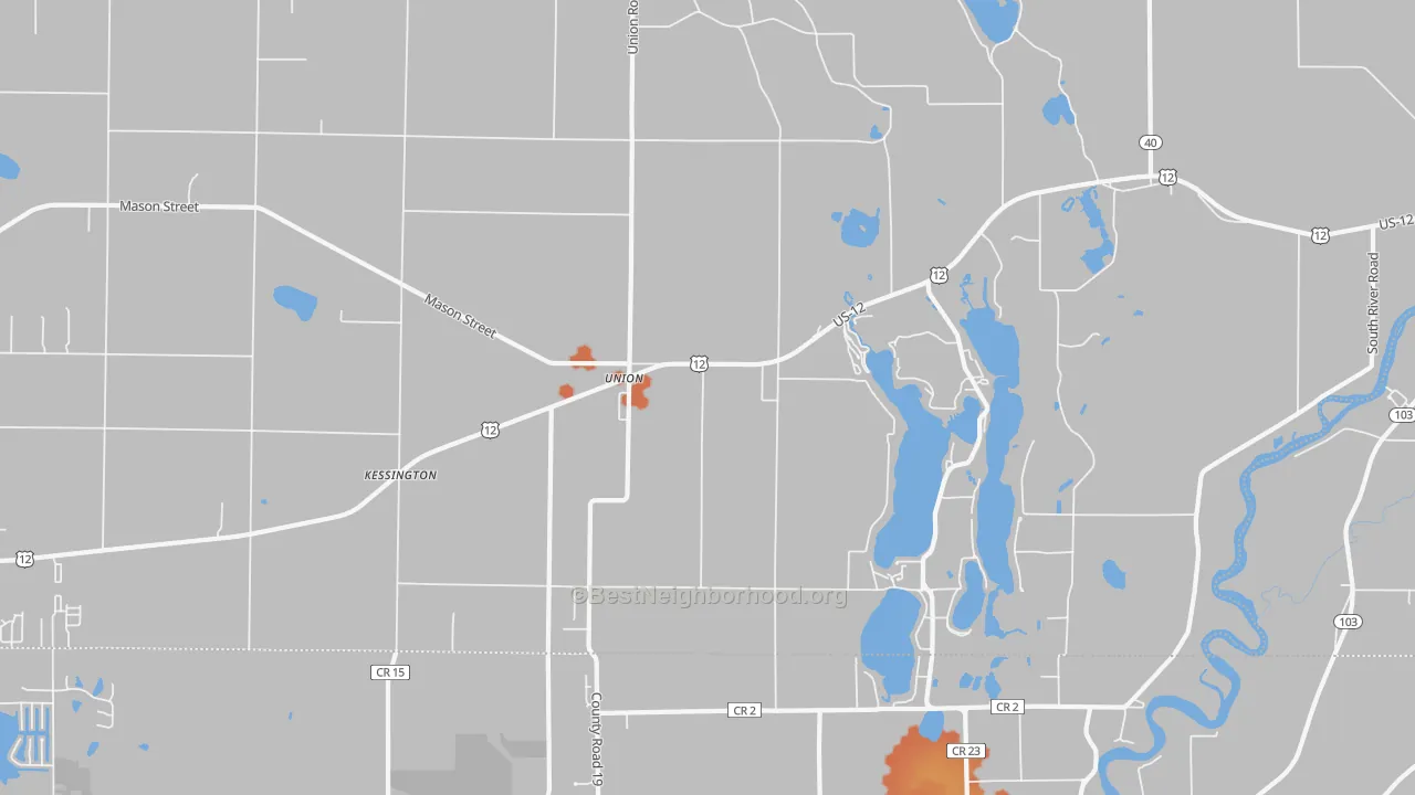 Bike Grade map of Union, MI
