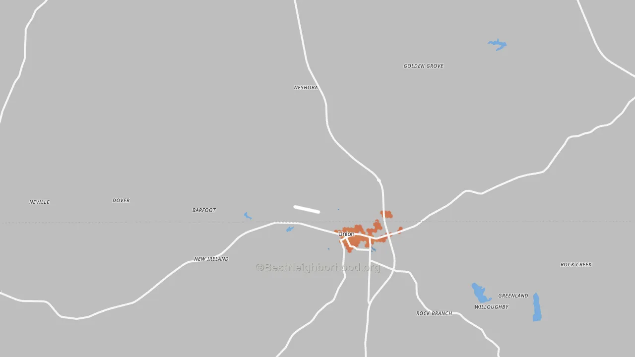 Bike Grade map of Union, MS