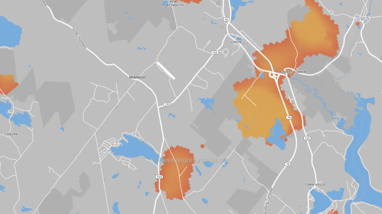 Bike Grade map of Union, NH
