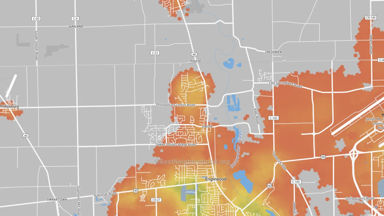 Bike Grade map of Union, OH