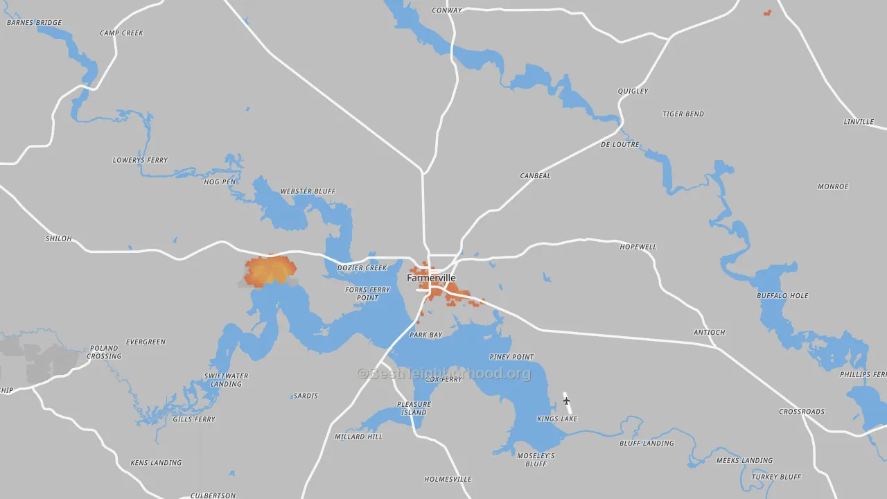 Bike Grade map of Union Parish, LA