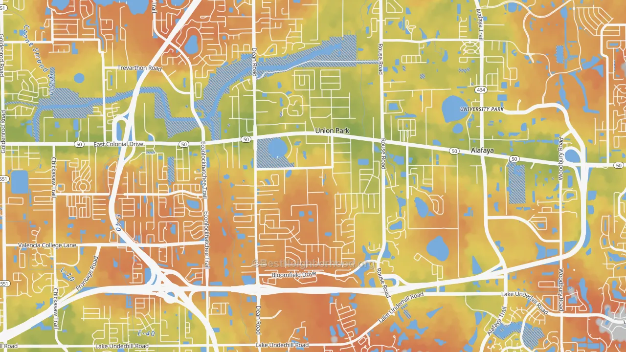 Bike Grade map of Union Park, FL