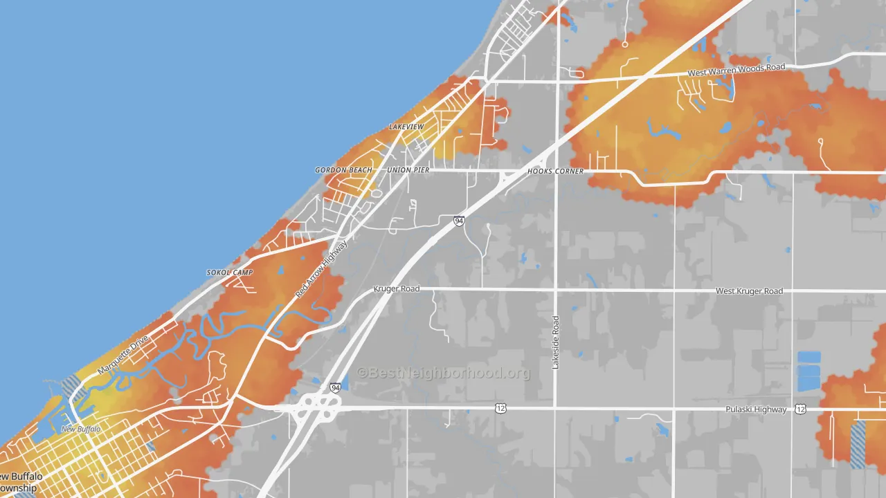 Bike Grade map of Union Pier, MI