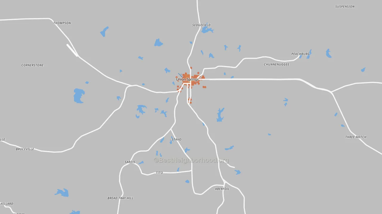 Bike Grade map of Union Springs, AL
