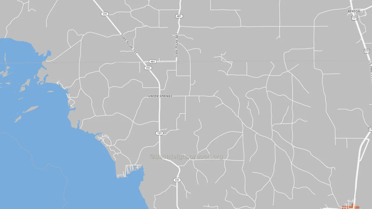 Bike Grade map of Union Springs, LA