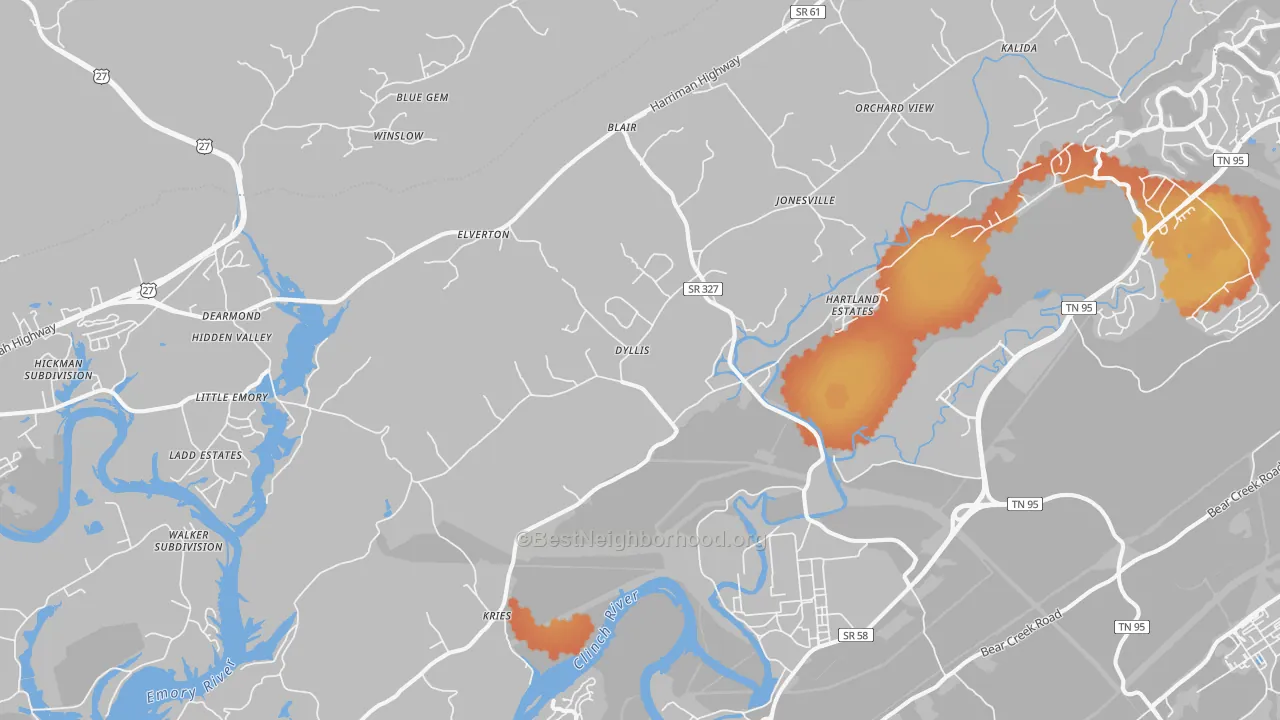 Bike Grade map of Union, TN